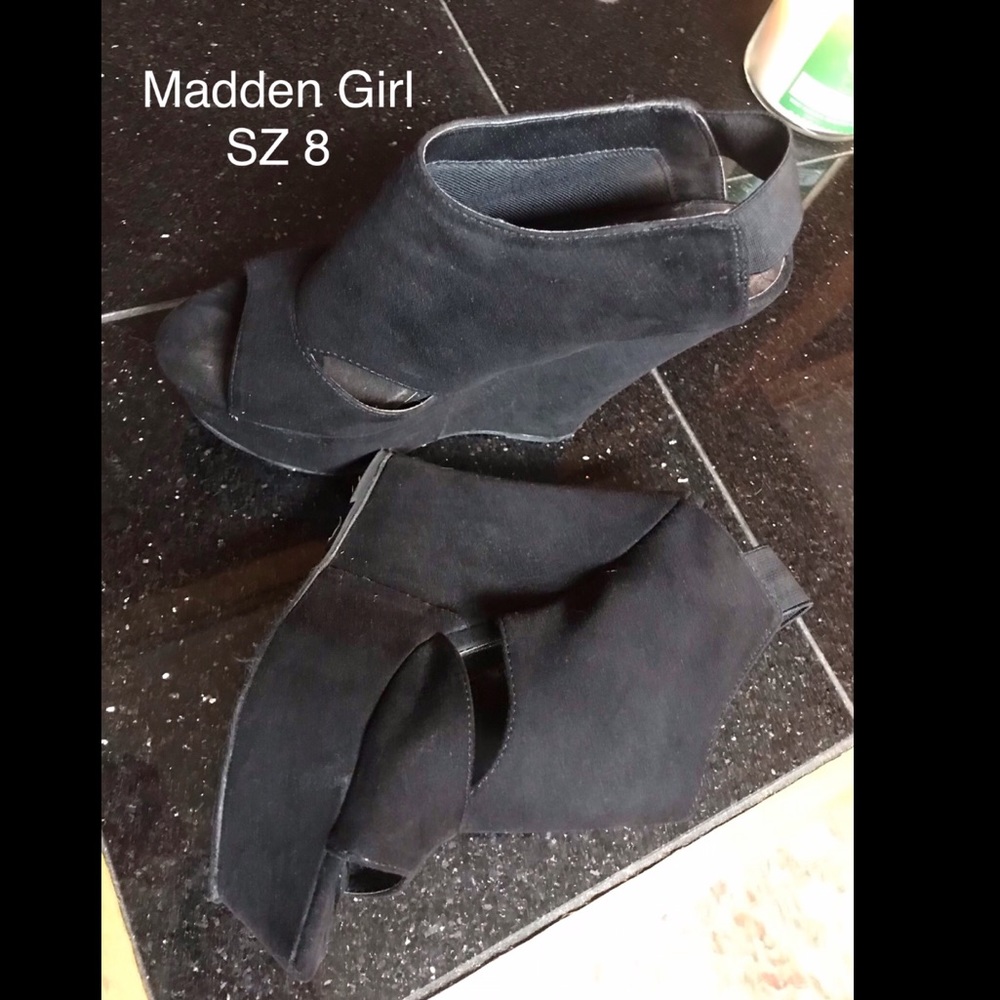 Madden Girl black suede wedge heel